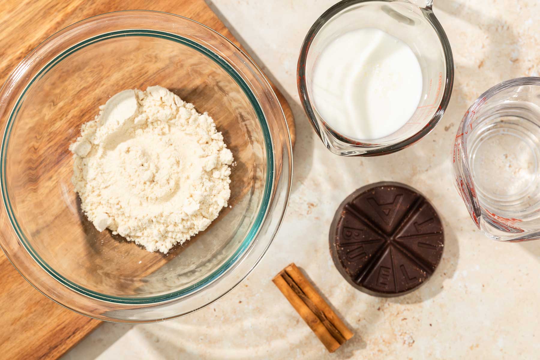 Mexican champurrado recipe ingredients on the counter