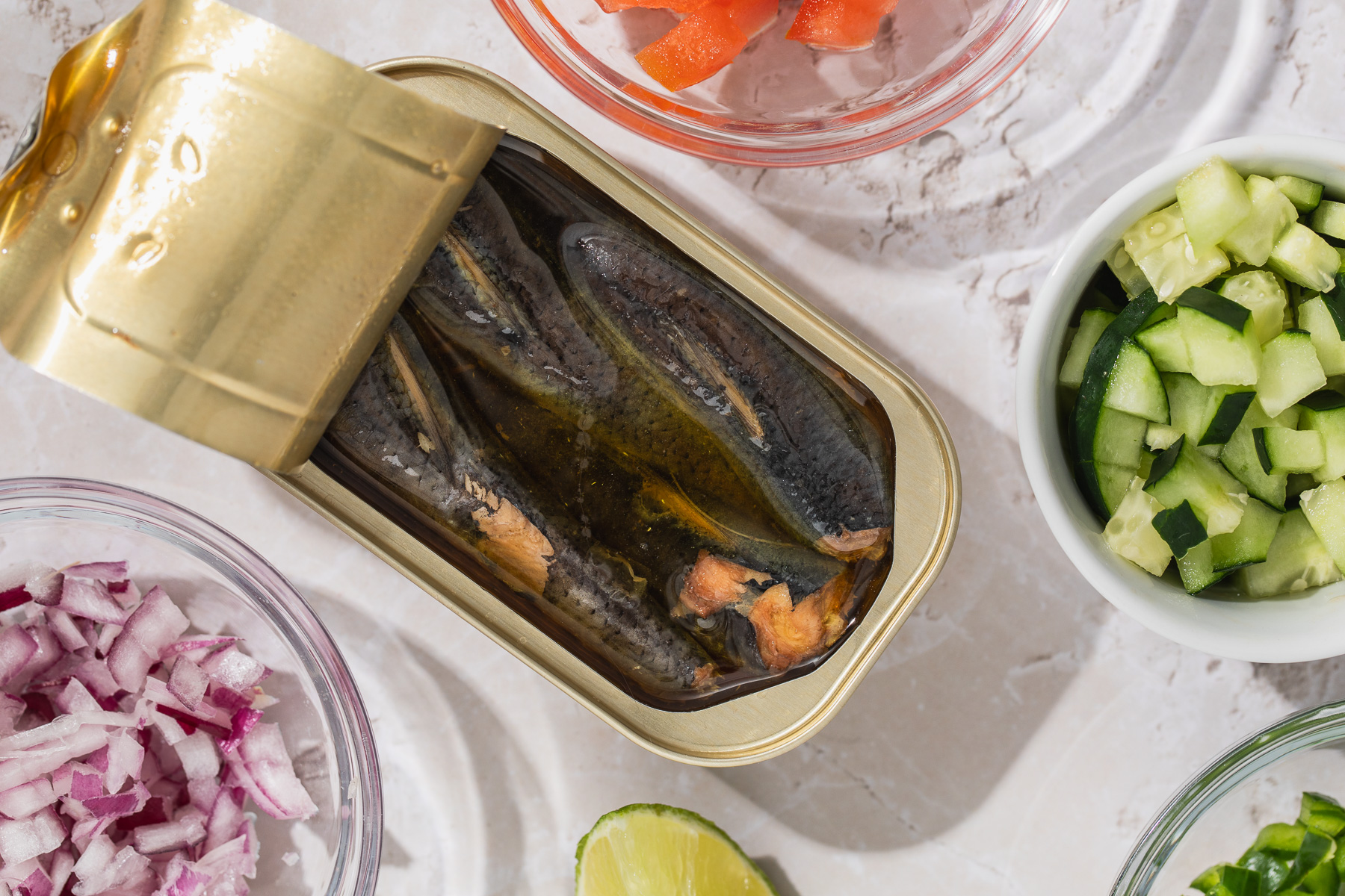 ingredients for sardines ceviche